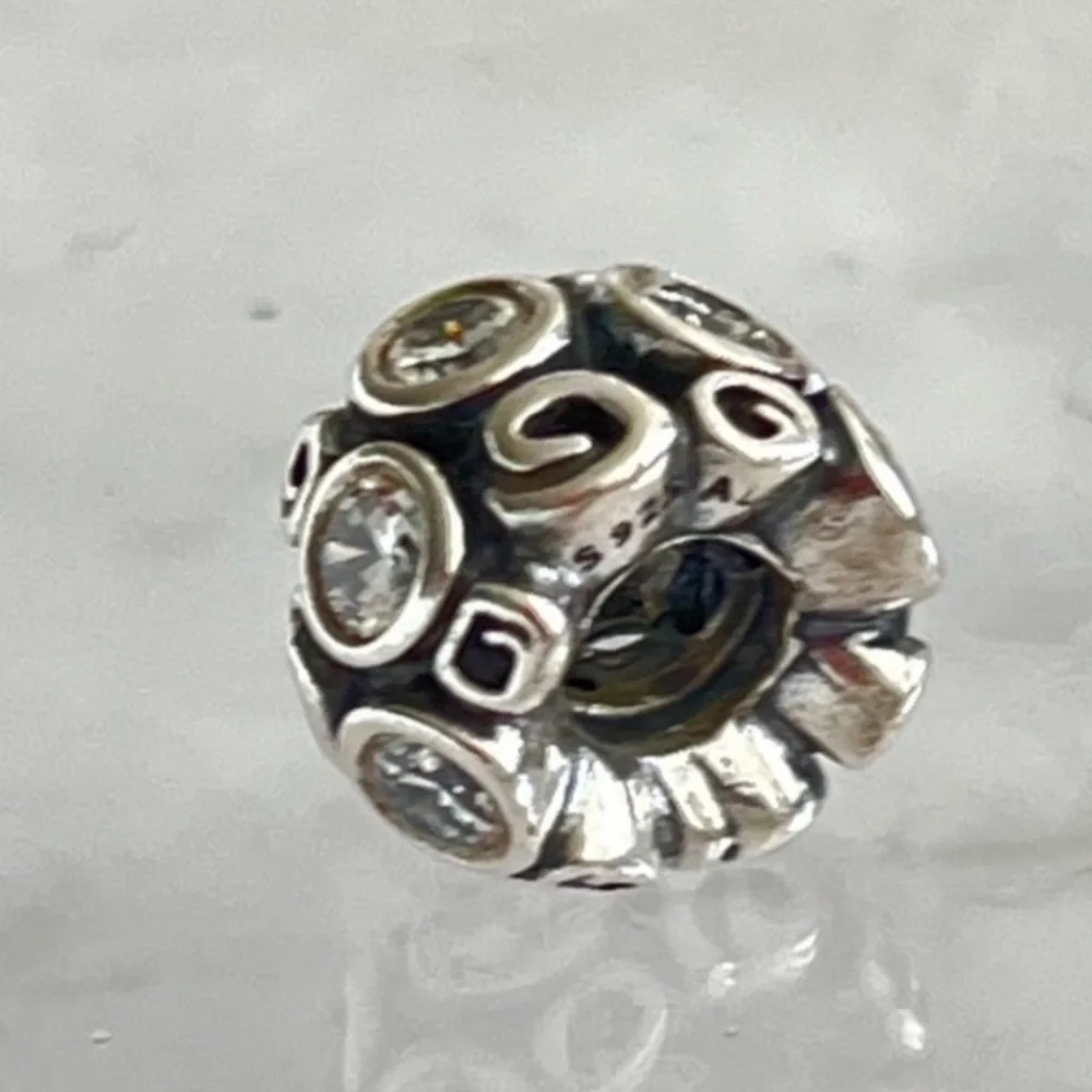 Pandora 925 Clear CZ Primrose Path Rare Retired Swirls Bead Charm
